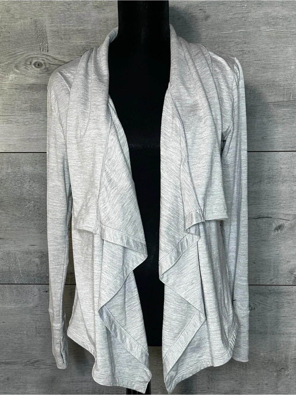 Nike Dri-FIT Yoga Cardigan Women’s Small Gray Draped Waterfall Open Front